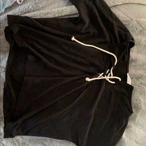 Black tie up soft long sleeve shirt